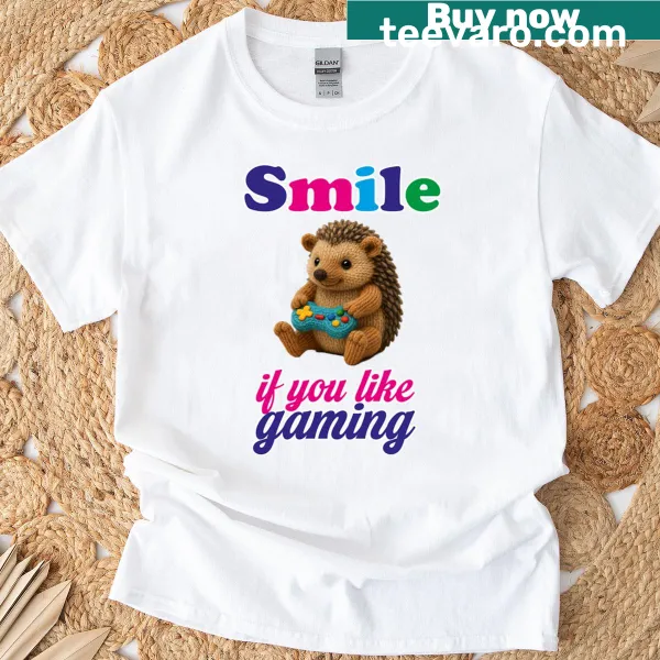 Typography design that says 'Smile If You Like Gaming', playful and inviting
