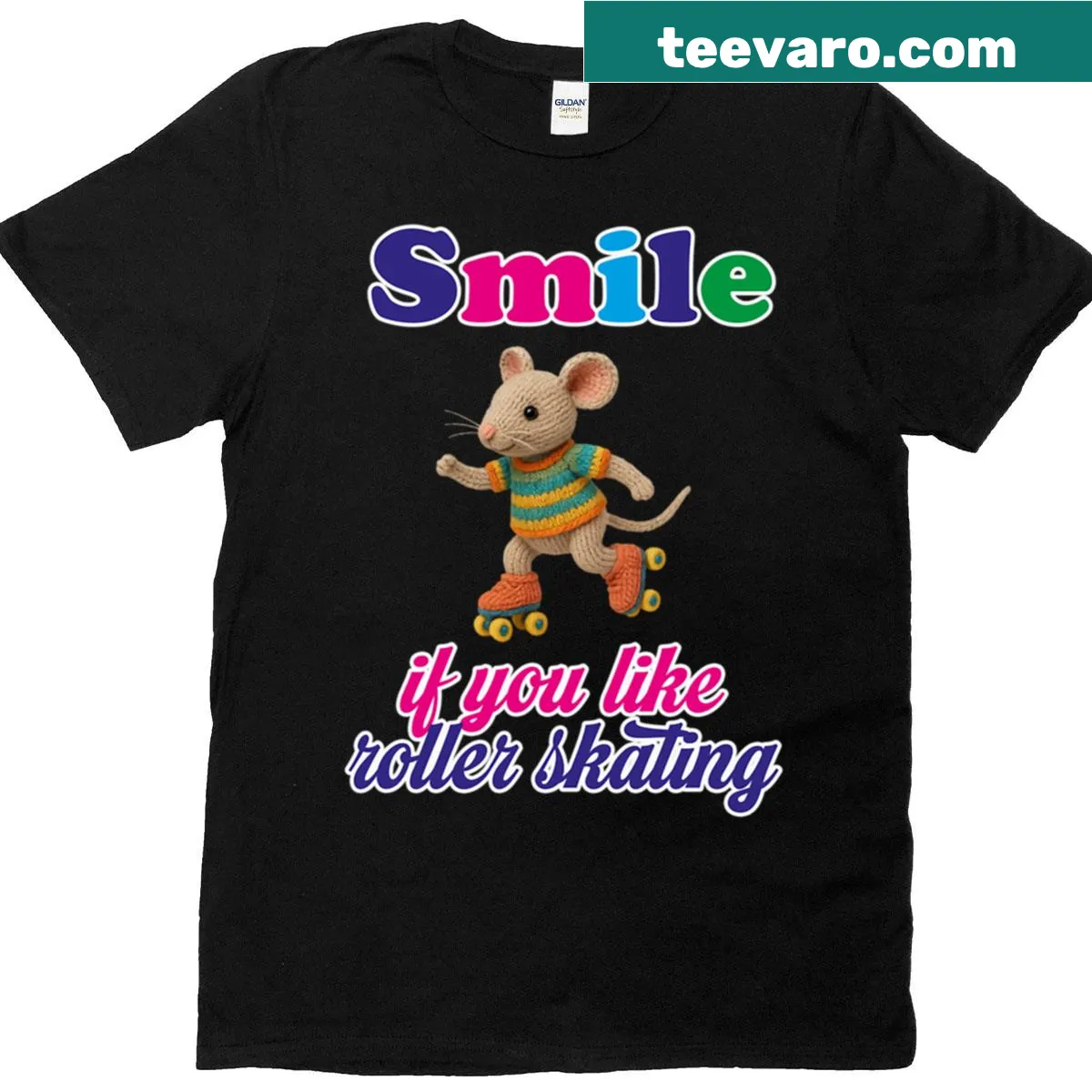 Playful typography on t-shirt that says 'Smile If You Like Roller Skating' — on a men's t-shirt