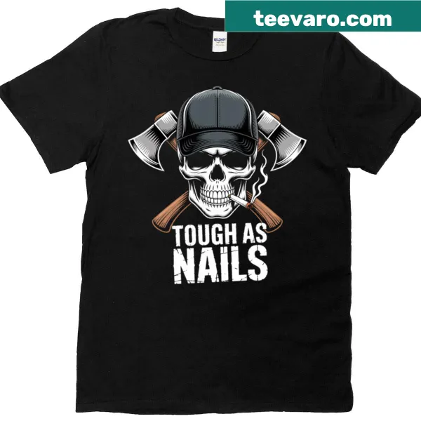 Edgy T-shirt with a smoking skull illustration for loggers