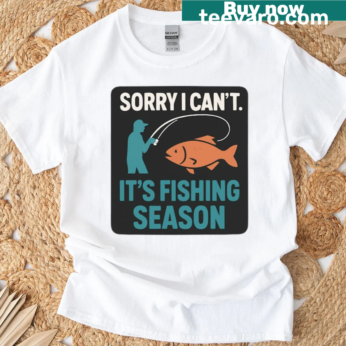 Funny fishing season T-shirt saying Sorry I Can't It's Fishing Season. — on a men's t-shirt