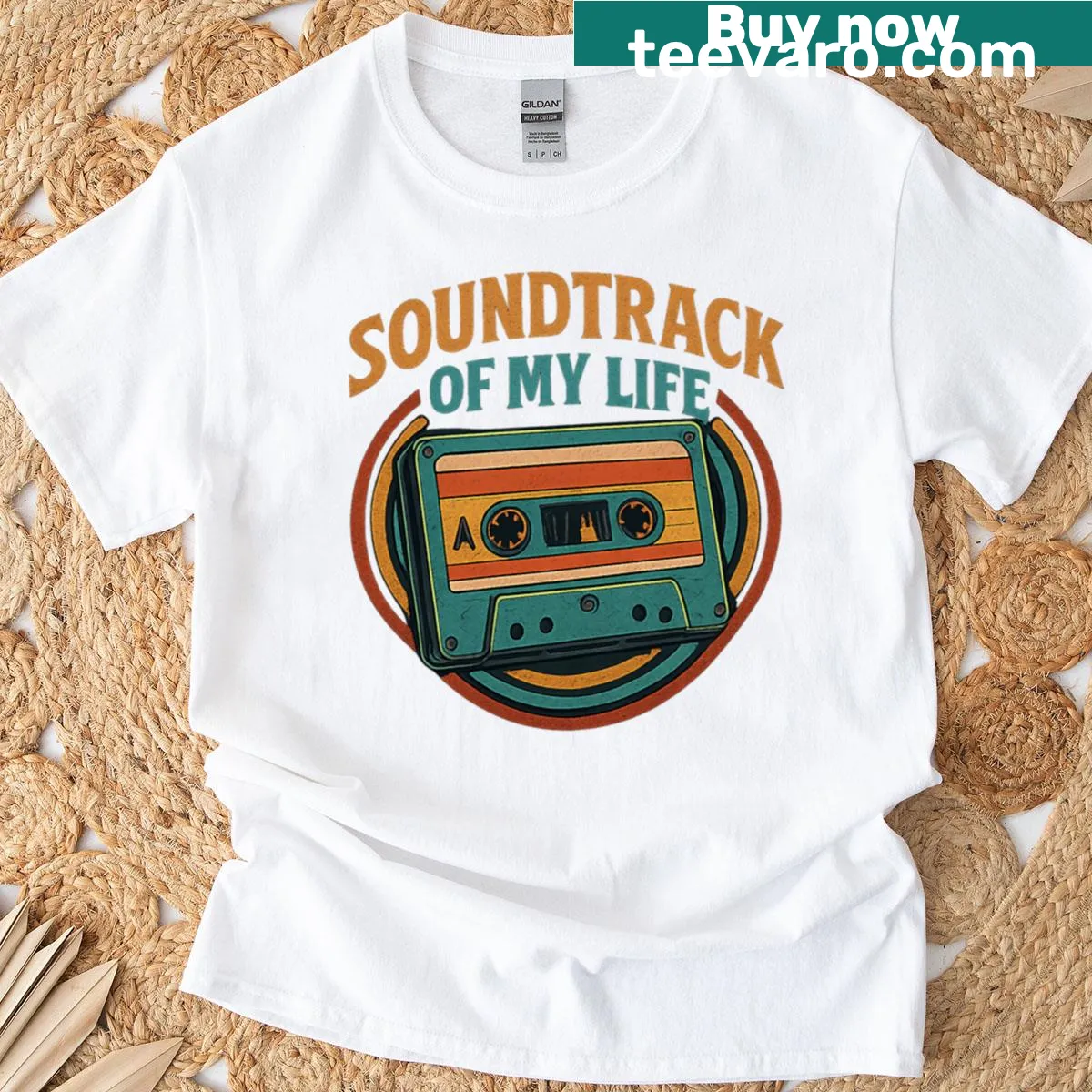Music lover t-shirt with the phrase 'Soundtrack Of My Life' — on a men's t-shirt