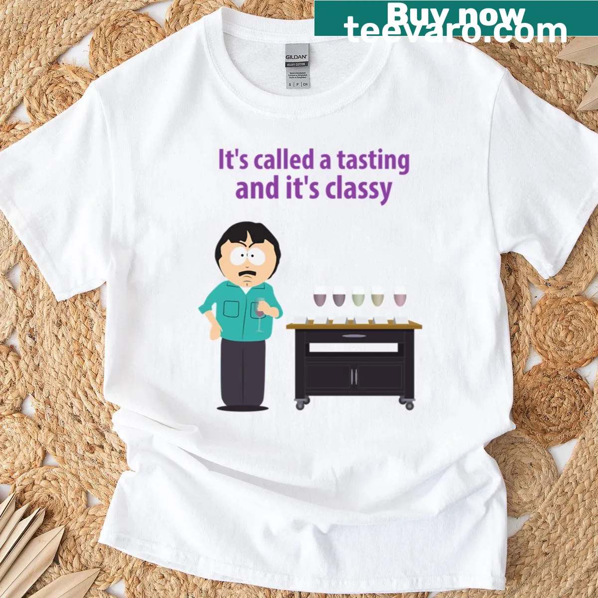 Randy Marsh from South Park in a wine tasting graphic — on a men's t-shirt