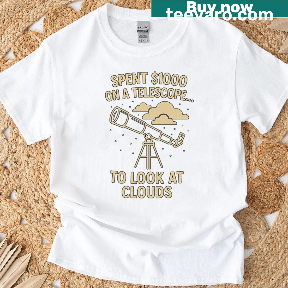 Funny telescope investment graphic for aspiring young astronomers — on a men's t-shirt