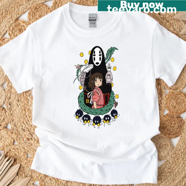 Whimsical Spirited Away graphic on T-shirt