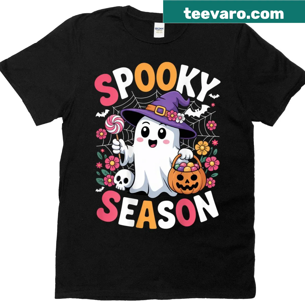 Cute ghost T-shirt with playful Halloween humor and aesthetic design — on a men's t-shirt
