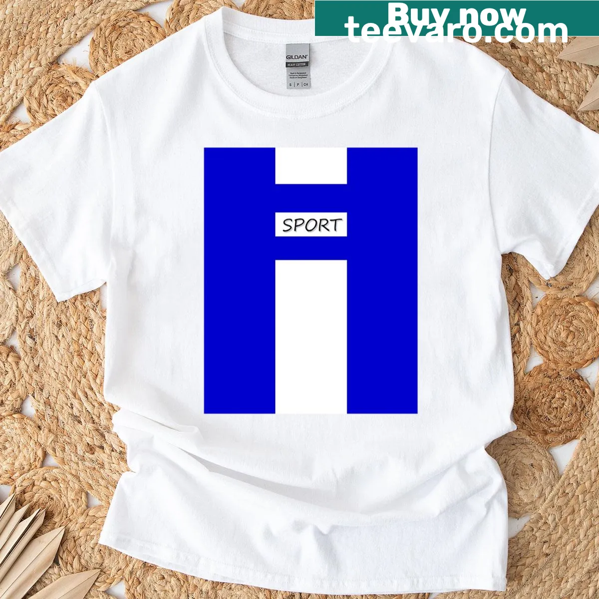 Sport In Blue And White Graphic T-shirt with dynamic sports graphic — on a men's t-shirt