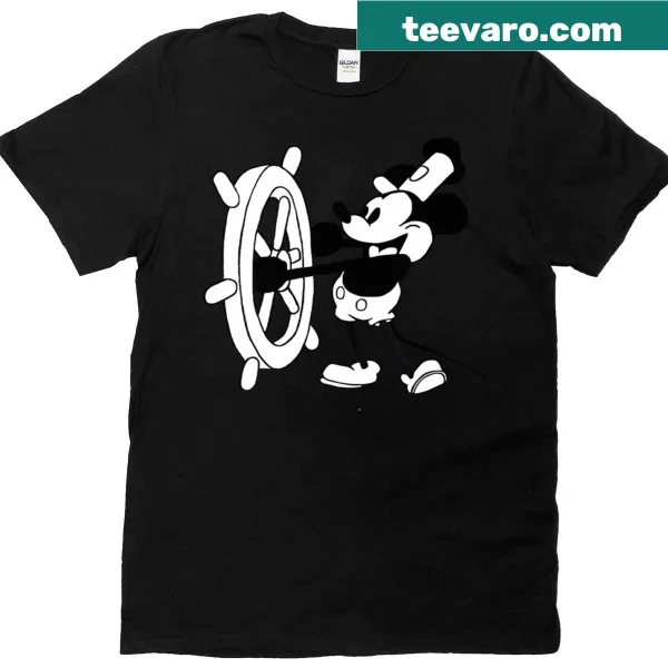 Illustrated T-shirt featuring Steamboat Willie character design.