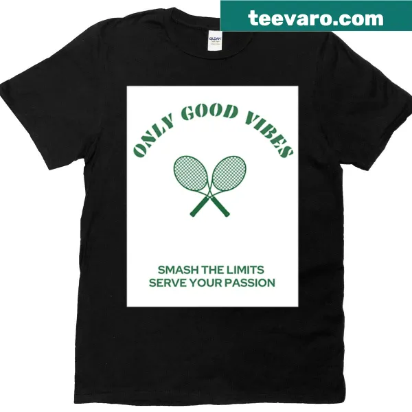 Typography T-shirt with a positive tennis-themed message.