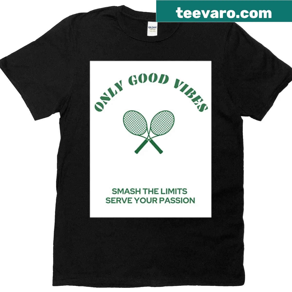 Typography T-shirt with a positive tennis-themed message. — on a men's t-shirt