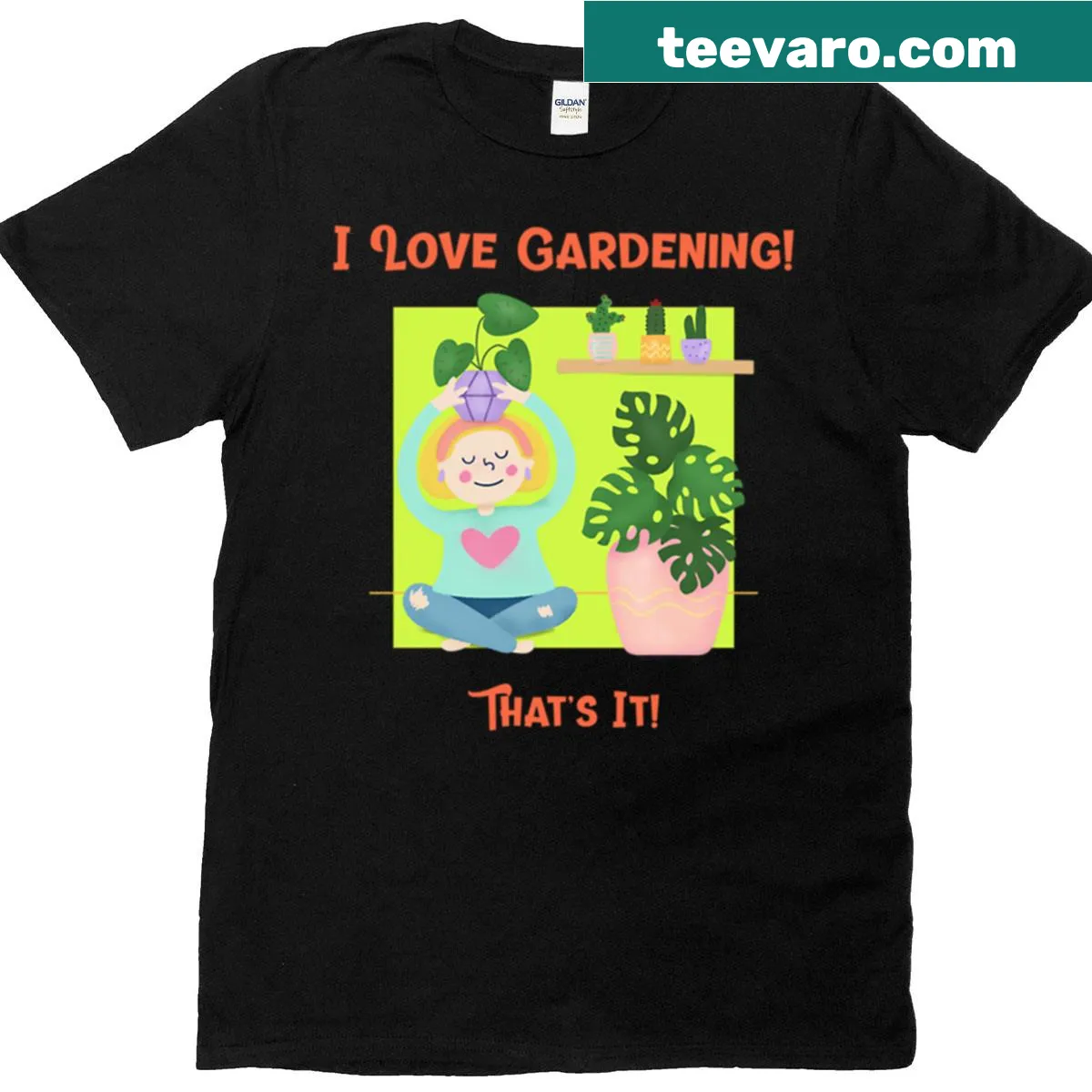 T-shirt celebrating gardening with charming illustrations — on a men's t-shirt