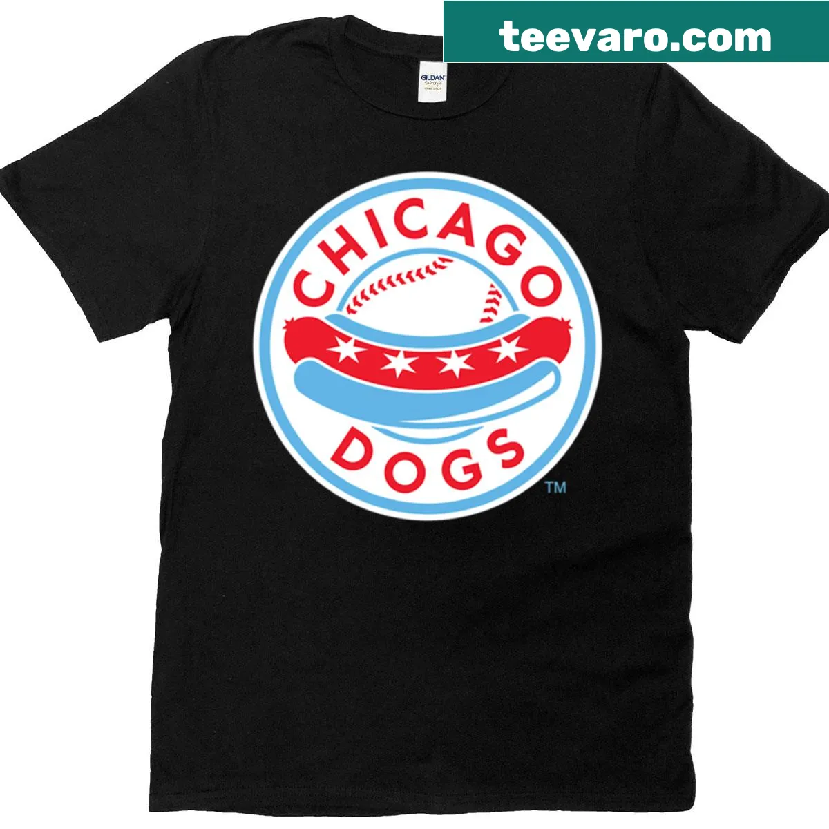 T-shirt featuring the playful text 'The Chicago Dogs' for sports fans — on a men's t-shirt