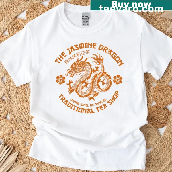 T-shirt depicting The Jasmine Dragon Tea Shop graphic