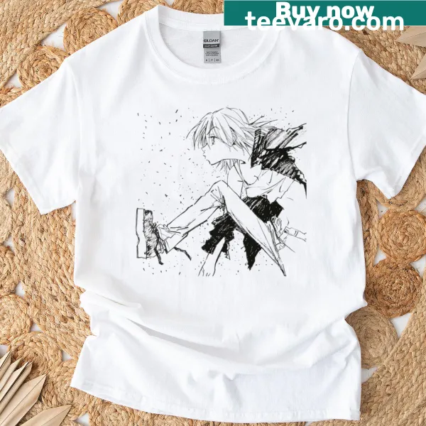 Oversized T-shirt with a playful illustration of Haruhara Haruko from FLCL