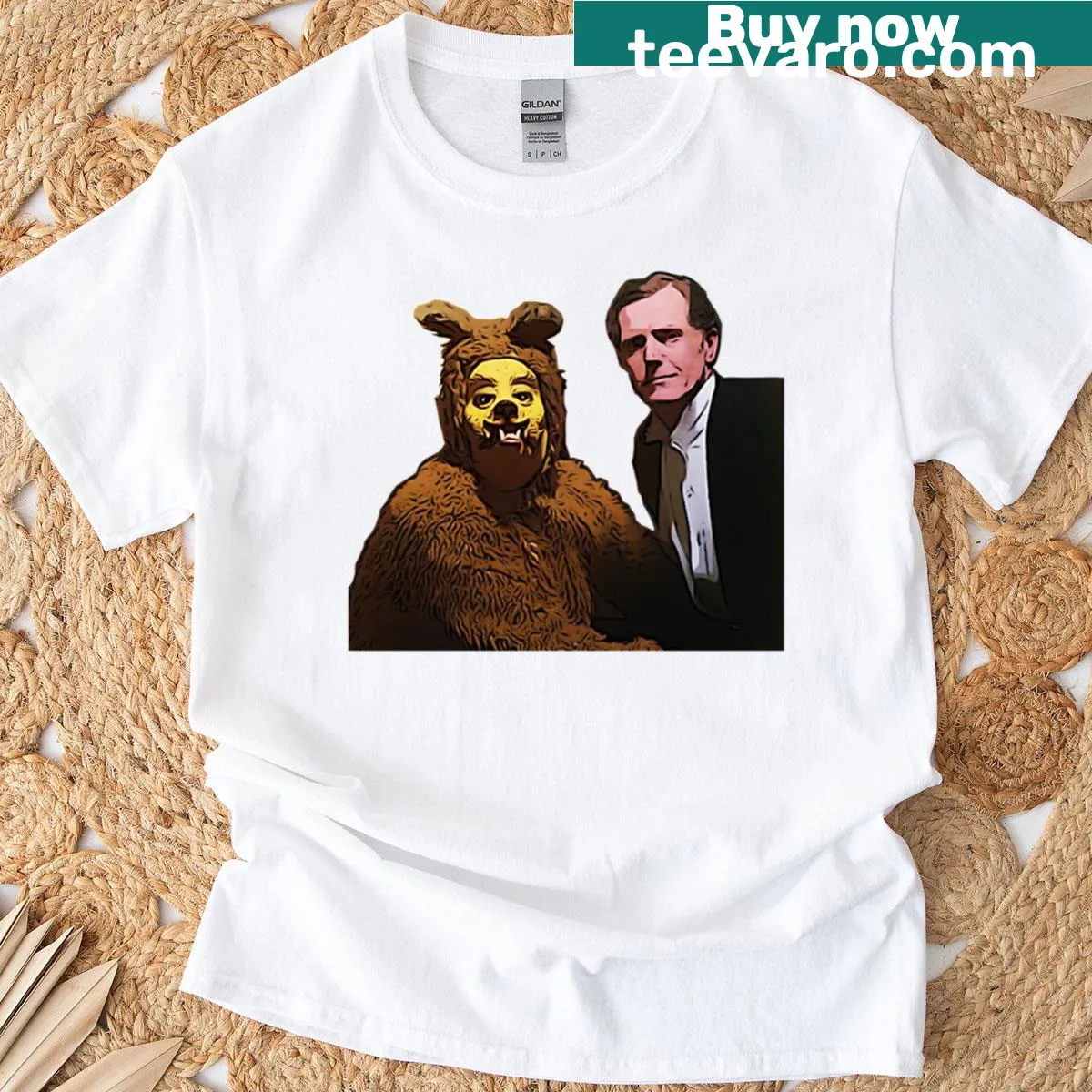 Humorous t-shirt featuring a quirky graphic with surreal elements — on a men's t-shirt