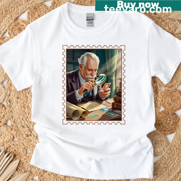 Nostalgic t-shirt featuring charming illustrations of classic stamps