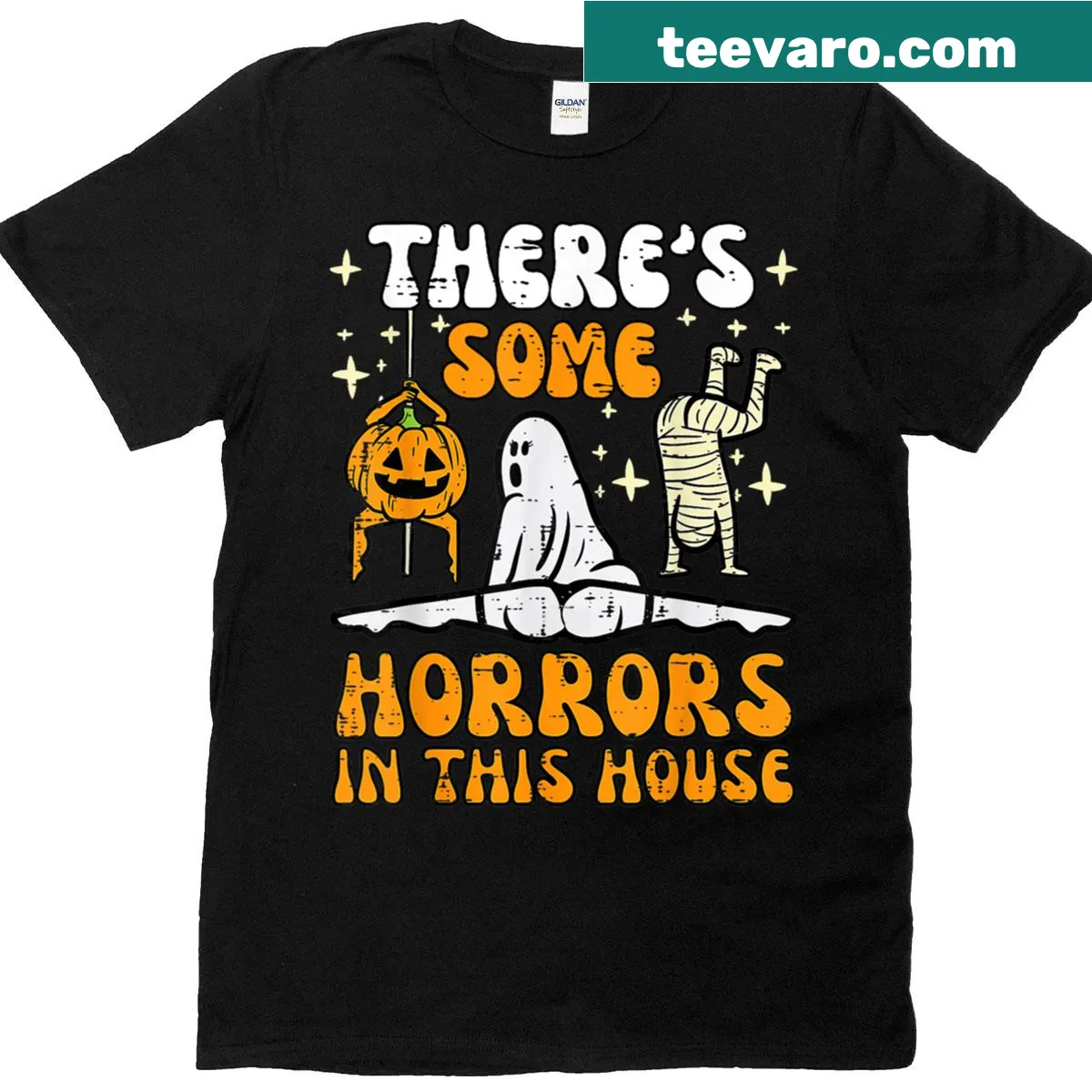 Halloween t-shirt featuring playful ghosts for ghost enthusiasts — on a men's t-shirt