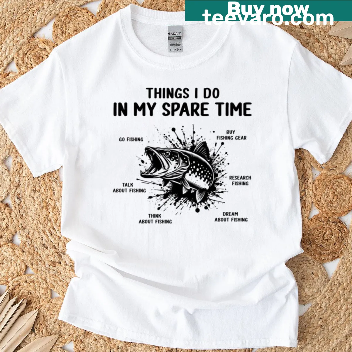 Humorous fishing enthusiast T-shirt with typography design — on a men's t-shirt