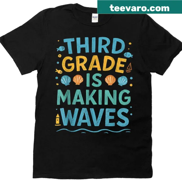 Cartoon design of waves and ocean theme for third graders.