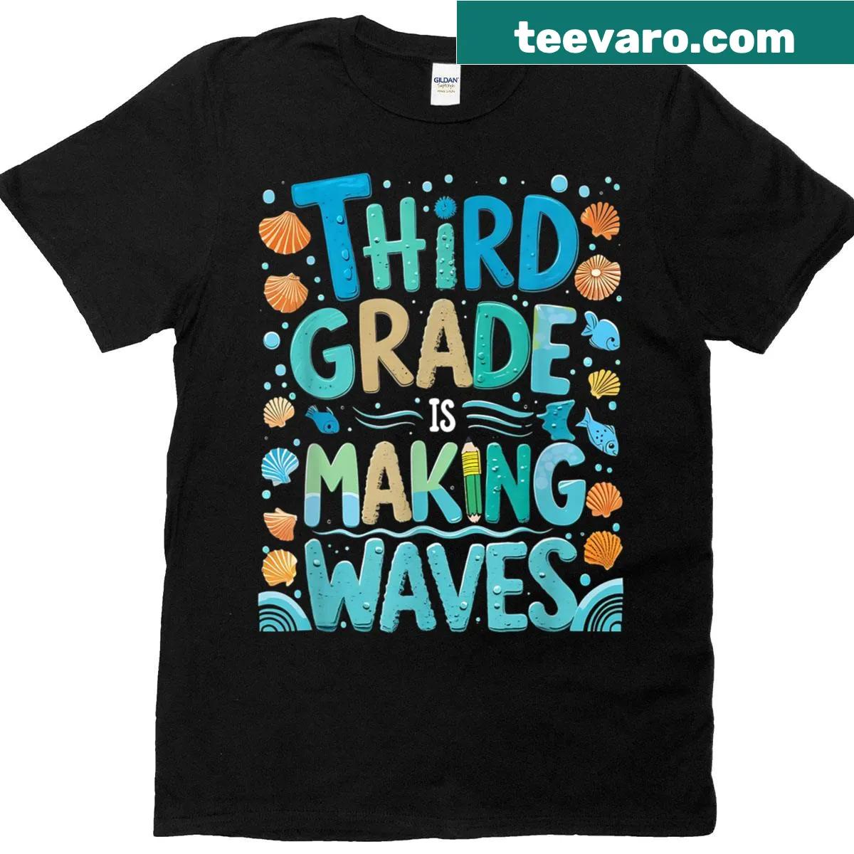 Playful T-shirt celebrating third grade for kids — on a men's t-shirt