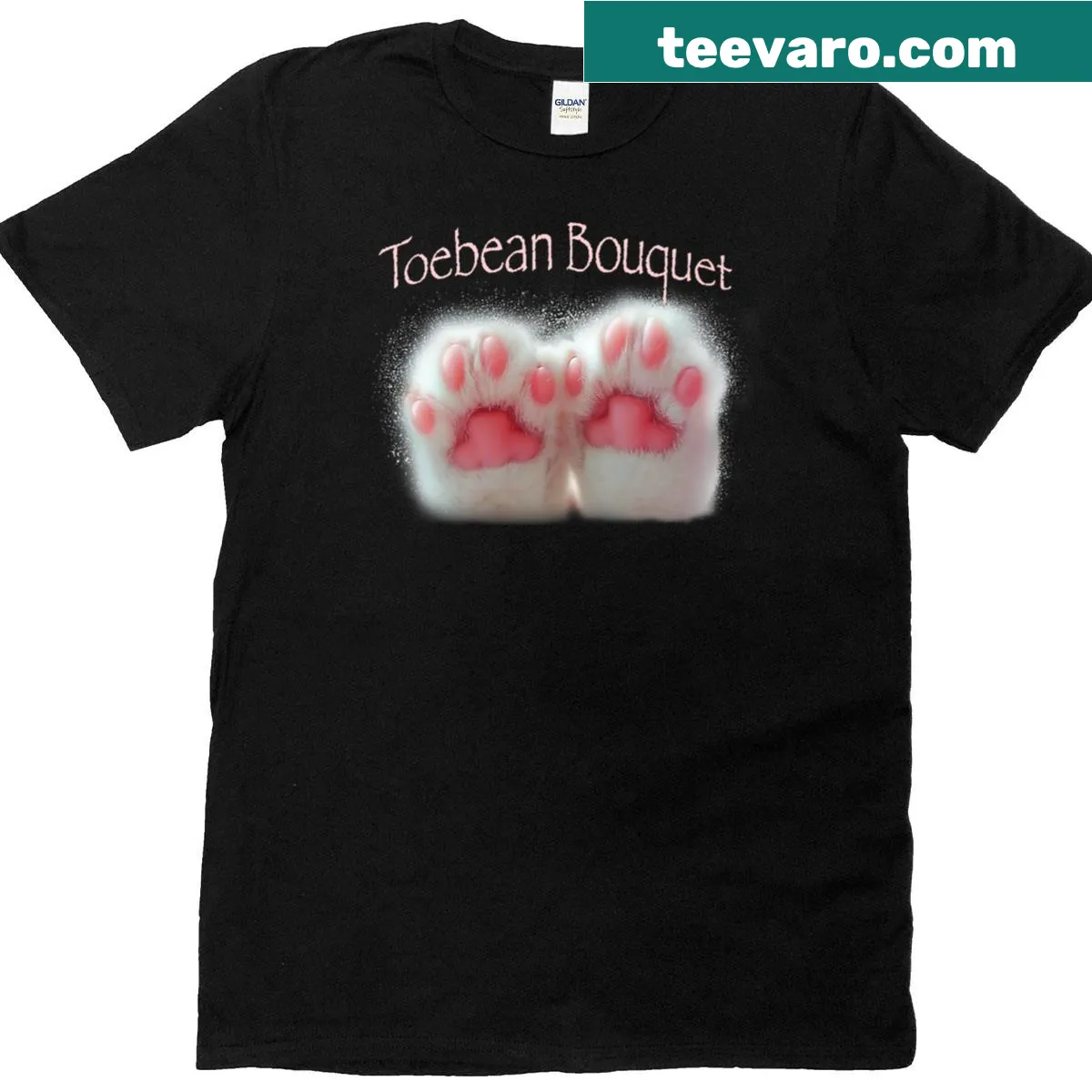 Cute T-shirt featuring an illustration of a bouquet of cat toebeans — on a men's t-shirt