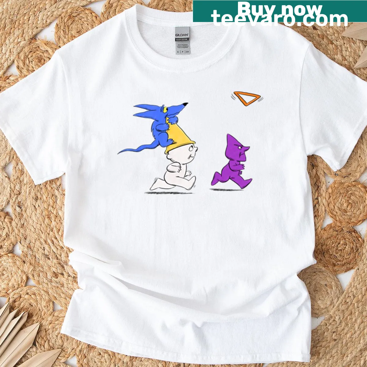 Minimalist t-shirt featuring a geometric triangle design. — on a men's t-shirt