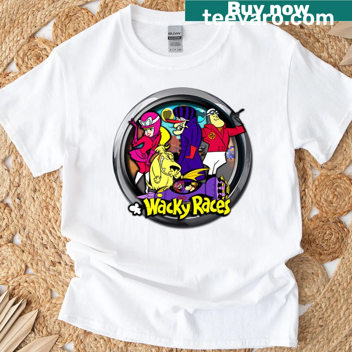 Vintage cartoon t-shirt featuring beloved characters from classic films — on a men's t-shirt