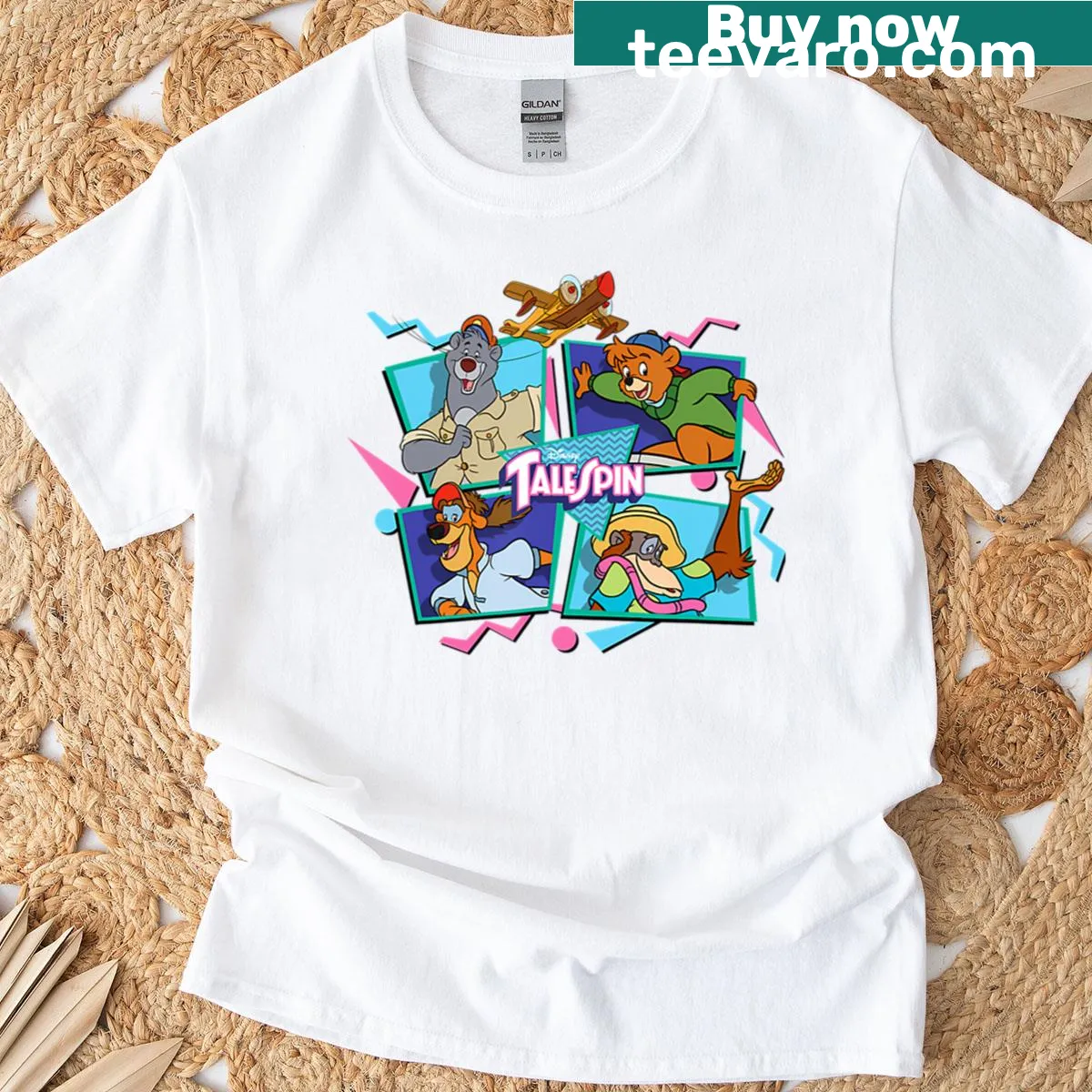 Vintage animated television series design on a distressed T-shirt — on a men's t-shirt