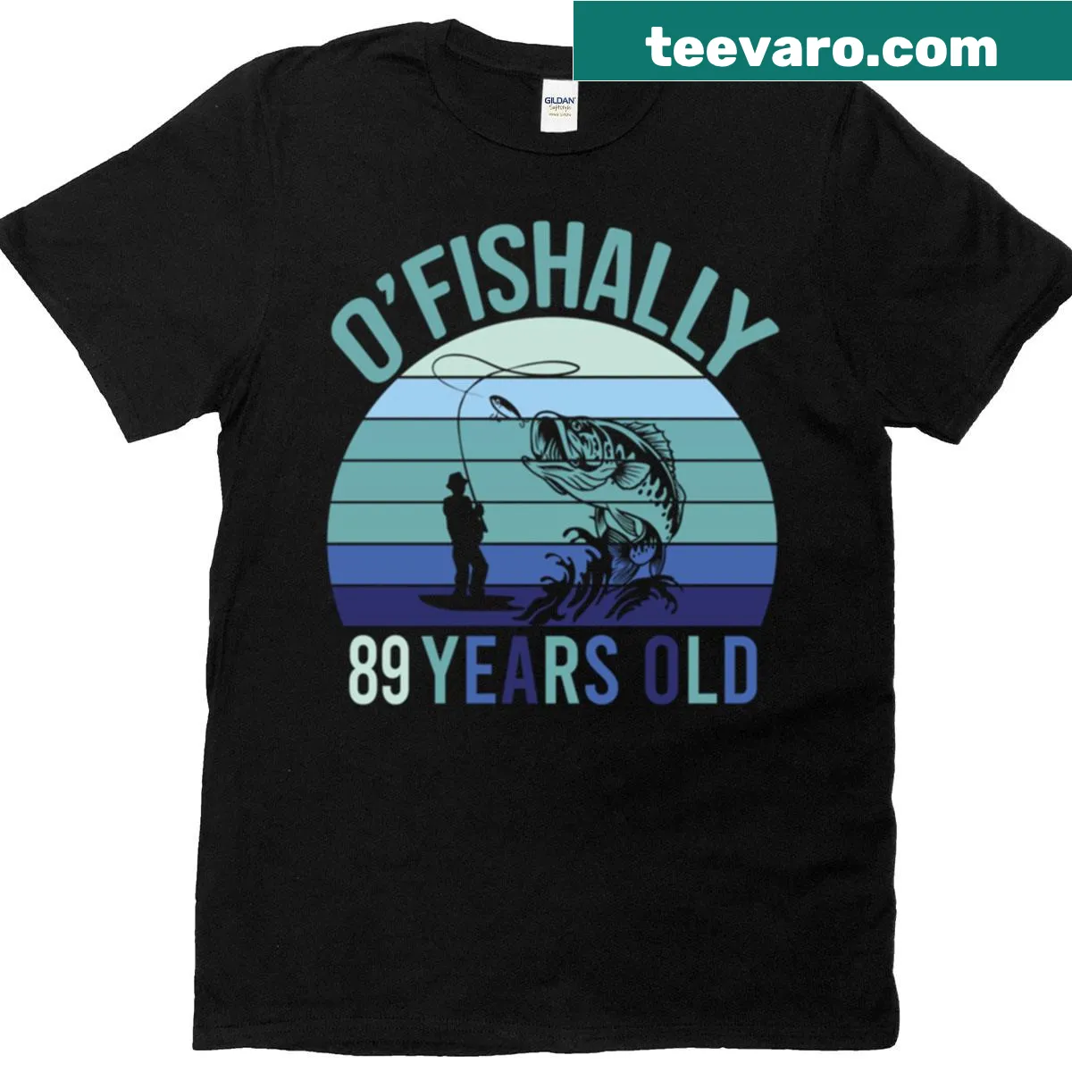 Funny fishing birthday tee with vintage distressed style and pun — on a men's t-shirt