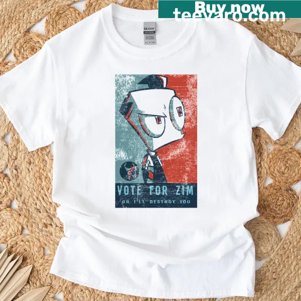 T-shirt featuring bold 'Vote For Zim' typography for fans.