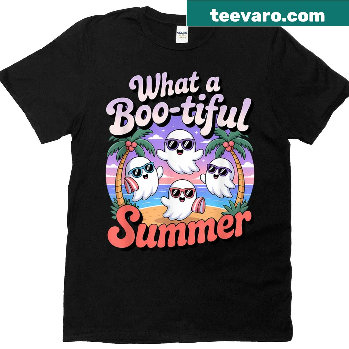 Cute Halloween-themed t-shirt with summer pun — on a men's t-shirt