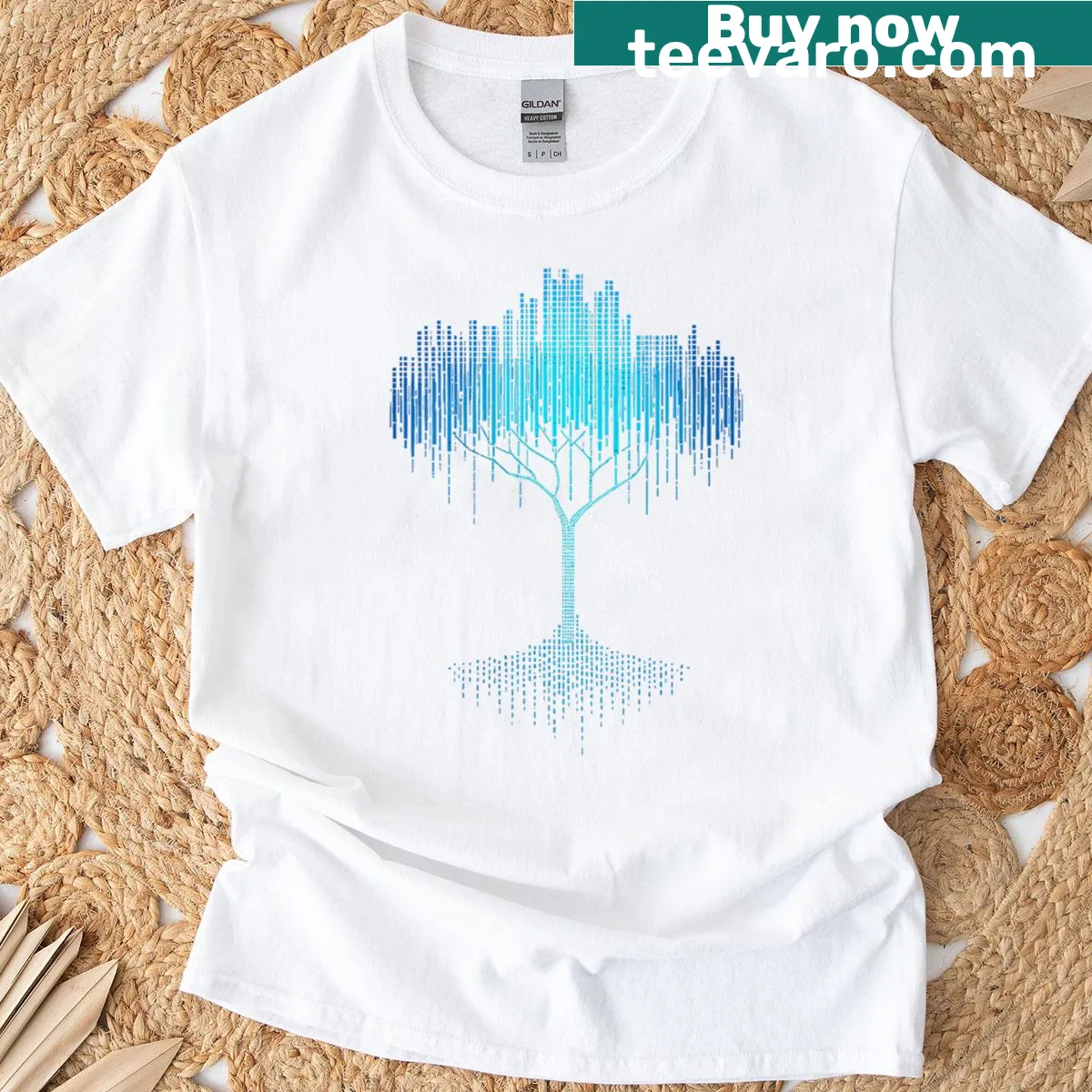 Binary tree graphic on a programmer-themed women's t-shirt — on a men's t-shirt