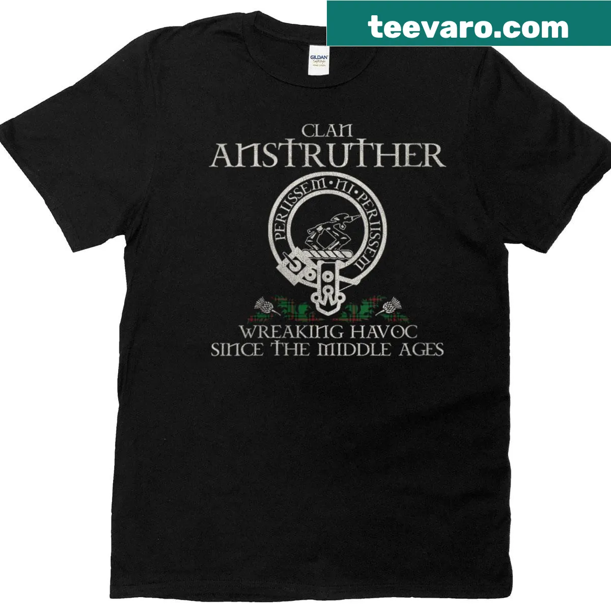 Vintage Scottish Clan Anstruther crest t-shirt for women — on a men's t-shirt