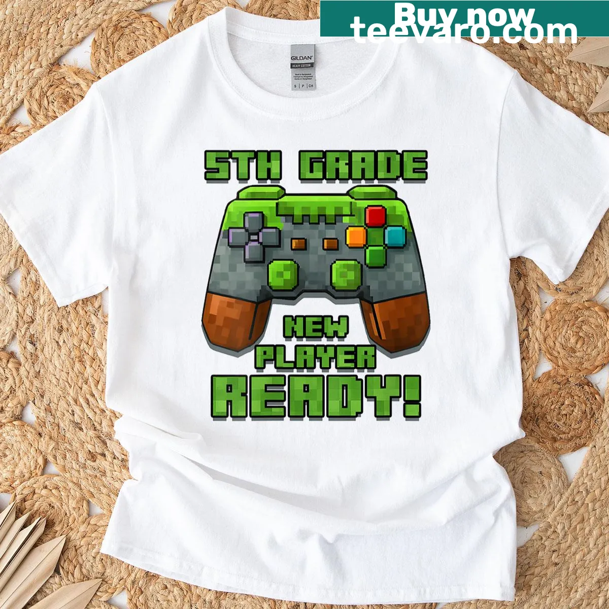 Illustrative design for kids celebrating the first day of 5th grade — on a men's t-shirt