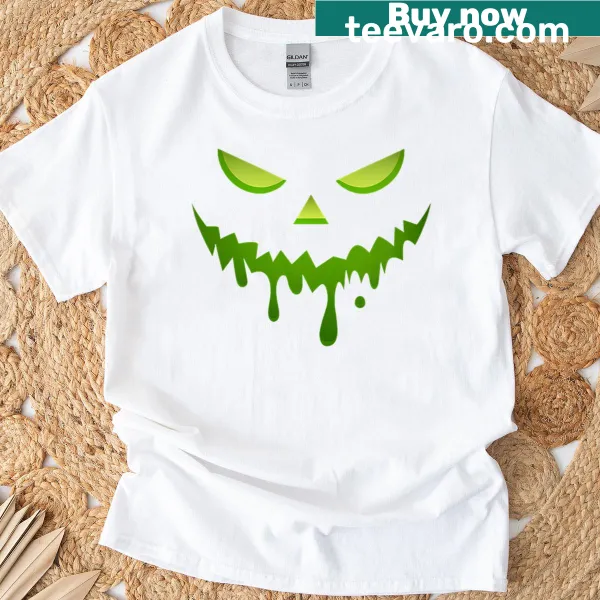 Cute Jack O Lantern graphic on a fun Halloween-themed t-shirt for women