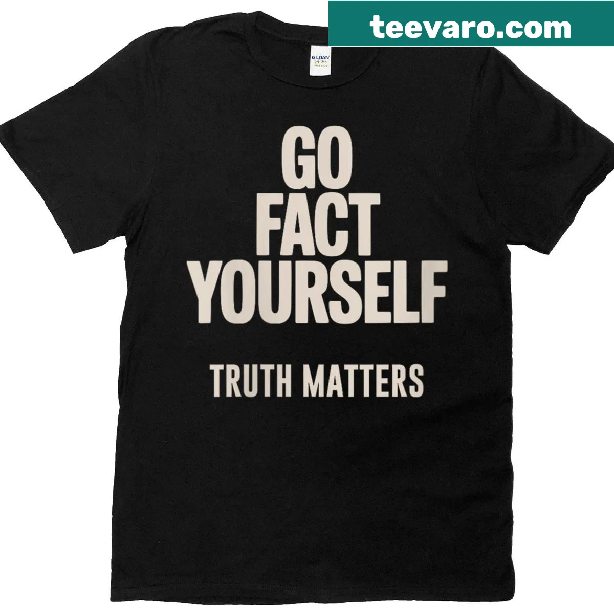 Empowering t-shirt with science-themed slogan promoting truth — on a men's t-shirt