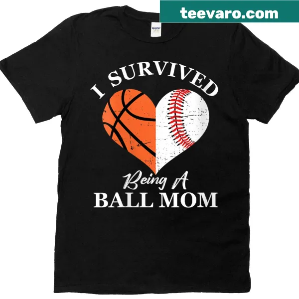Funny ball mom graphic on women's sports parent t-shirt.