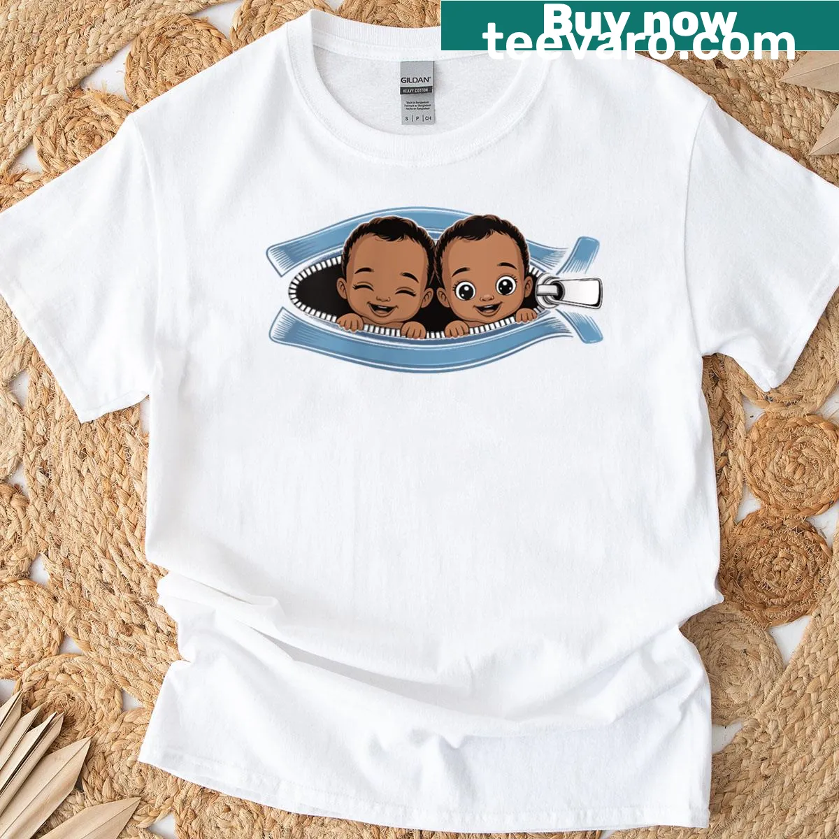 Cute maternity t-shirt announcing mom is expecting twins — on a men's t-shirt