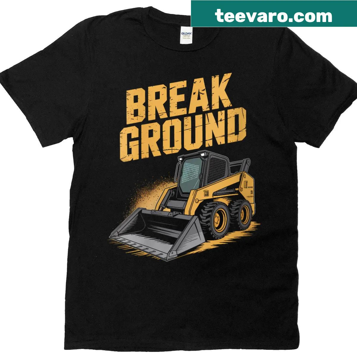 Skid loader graphic design for road workers on T-shirt — on a men's t-shirt