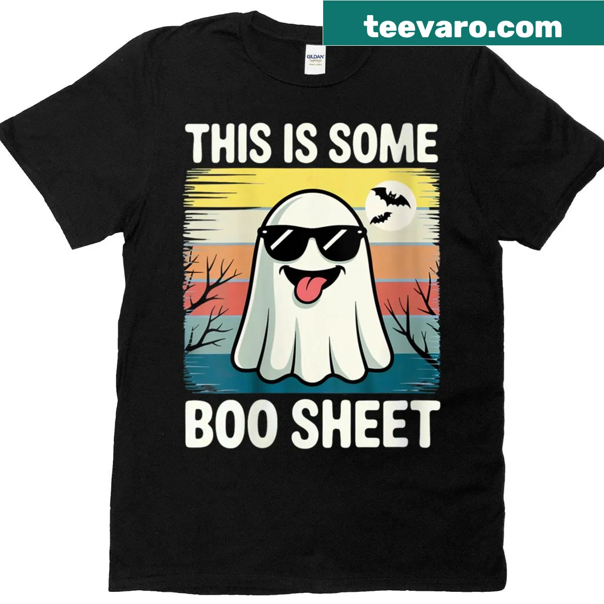 Funny Halloween T-shirt with ghost graphic and humorous text — on a men's t-shirt