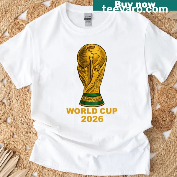 Commemorative T-shirt for World Cup 2026 with bold soccer design.