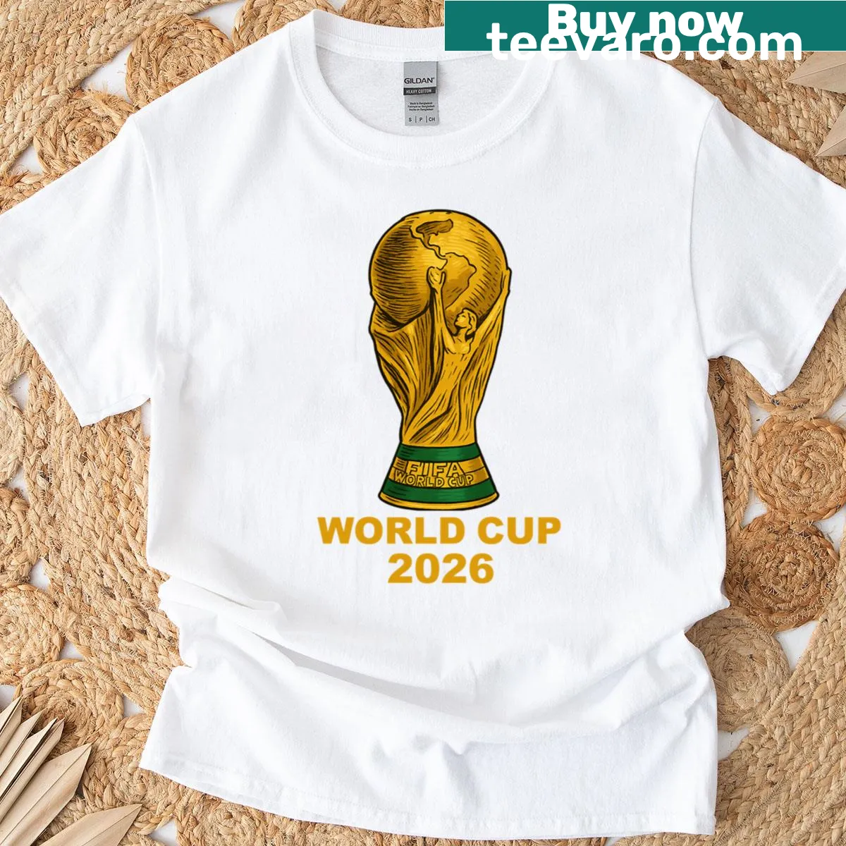 Commemorative T-shirt for World Cup 2026 with bold soccer design. — on a men's t-shirt