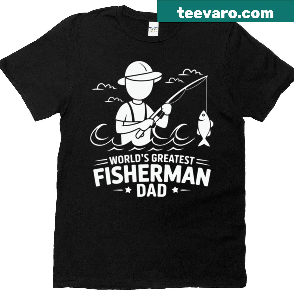 Proud t-shirt for dads featuring 'World's Greatest Fisherman' text — on a men's t-shirt