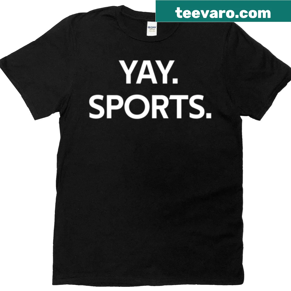 Upbeat Yay Sports t-shirt with lively typography — on a men's t-shirt