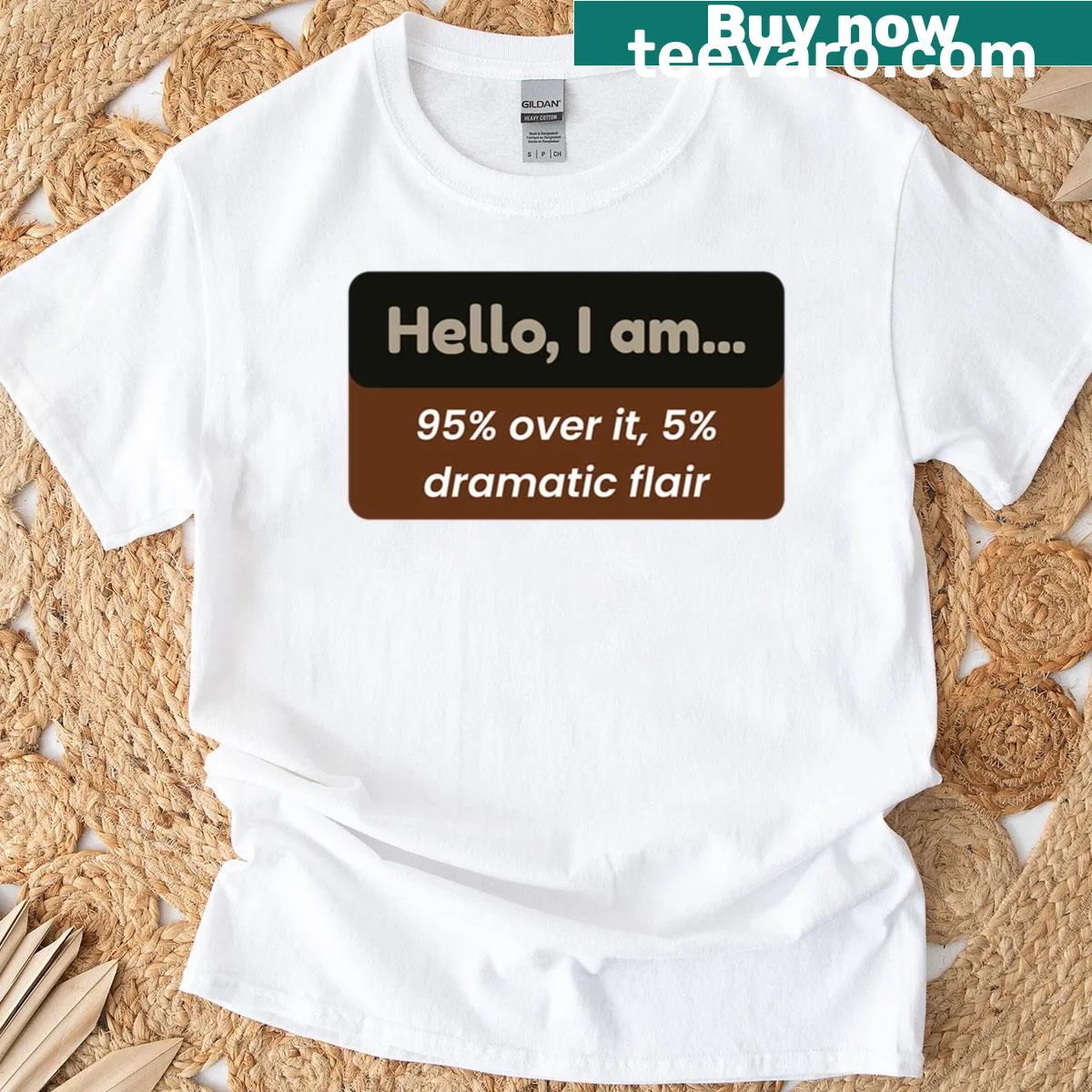 Sarcastic quote t-shirt with '95 Over It' text — on a men's t-shirt