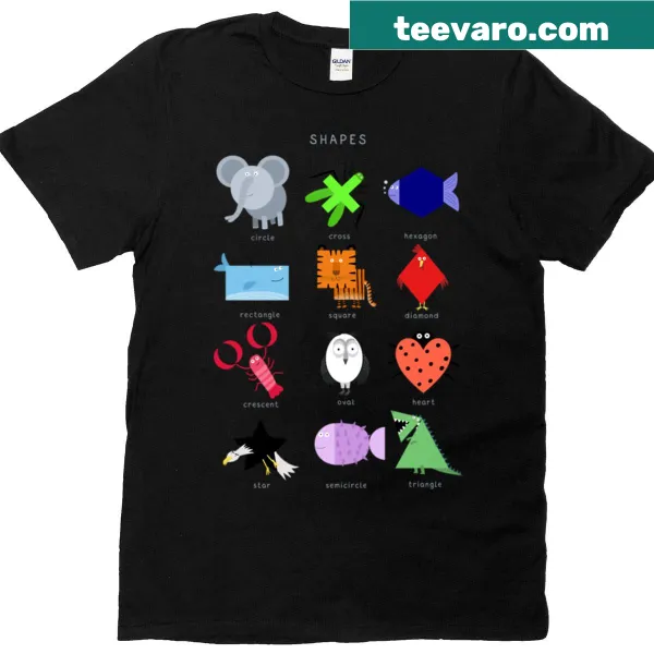 Cute animal shapes t-shirt designed by children's artist Carla Daly