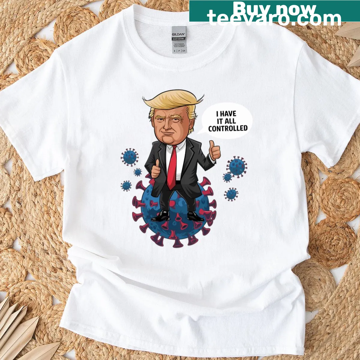 T-shirt with an anti-Trump message regarding the coronavirus response. — on a men's t-shirt
