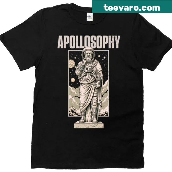 Space philosophy themed graphic on a t-shirt