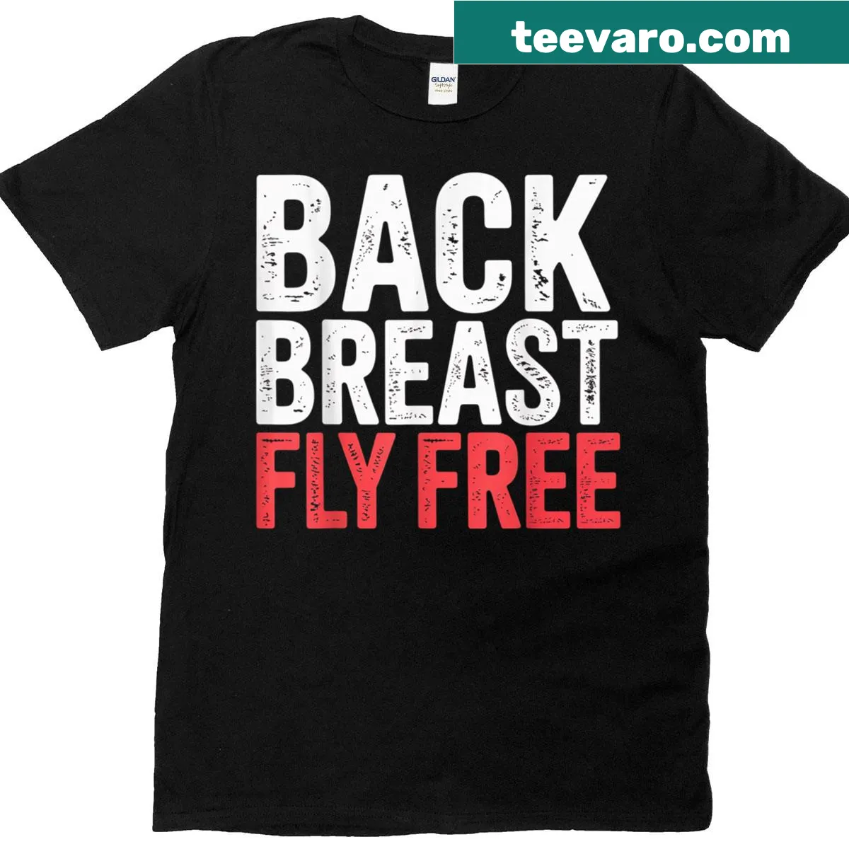 Illustrative t-shirt featuring swimmer graphic and 'Fly Free' text — on a men's t-shirt