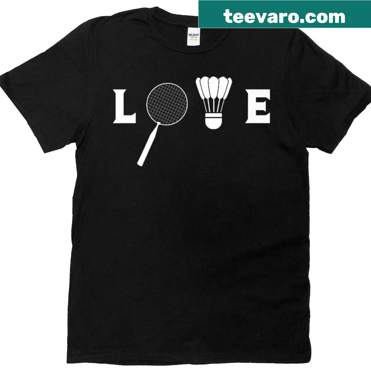 Humorous badminton graphic featuring rackets and shuttlecock — on a men's t-shirt