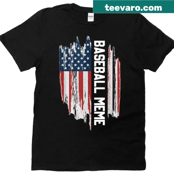 Baseball t-shirt featuring a meme and US flag design